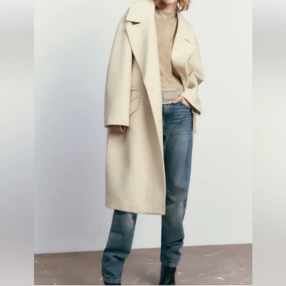 New ZARA Oversized Vanilla/Cream Coat NWT Small Ref 2675/241